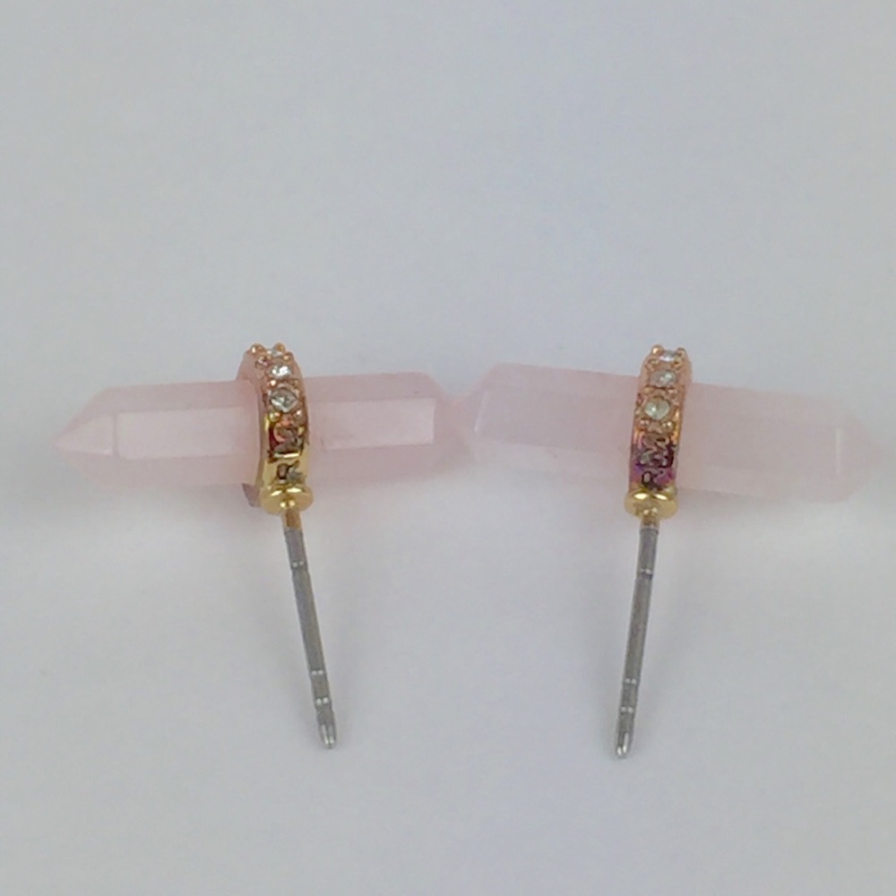 Rebecca Minkoff Rose Quartz pave Stud Earrings - Picture 8 of 8